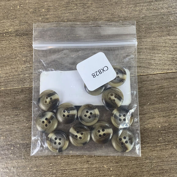 12 Pcs Round Sewing Buttons Dark Brown & Tan Marbled Plastic 24L 4-Hole 16mm - Picture 3 of 6